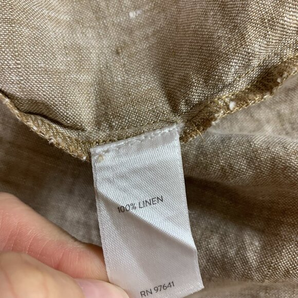 J Jill Love Linen Tan Button Front Midi Dress S Minimalist Cottagecore - Picture 5 of 5